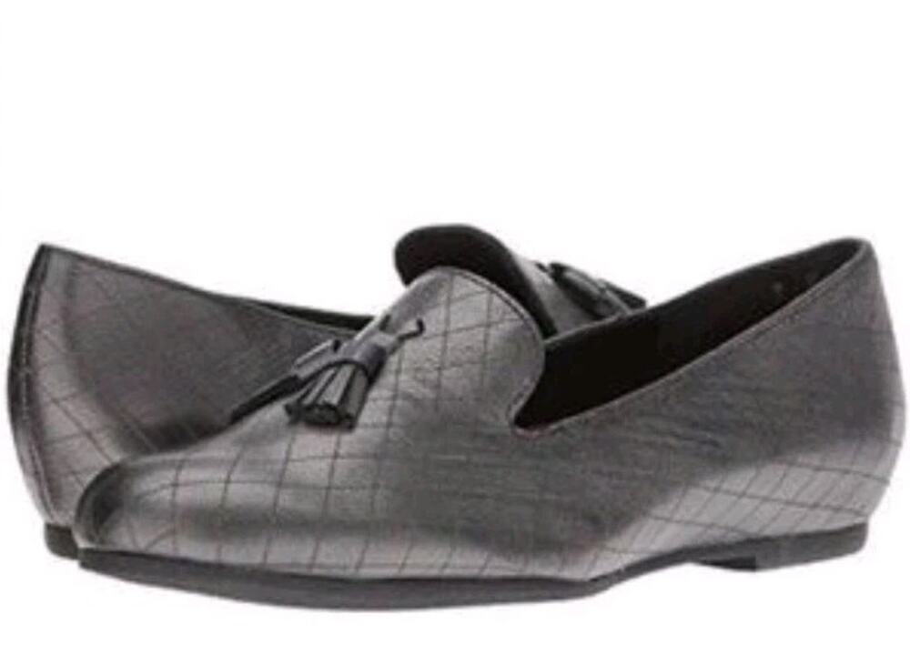 Munro NEW Tallie Tassel* read Quilted Metallic Gunmetal Loafer Comfort Flat 8WW